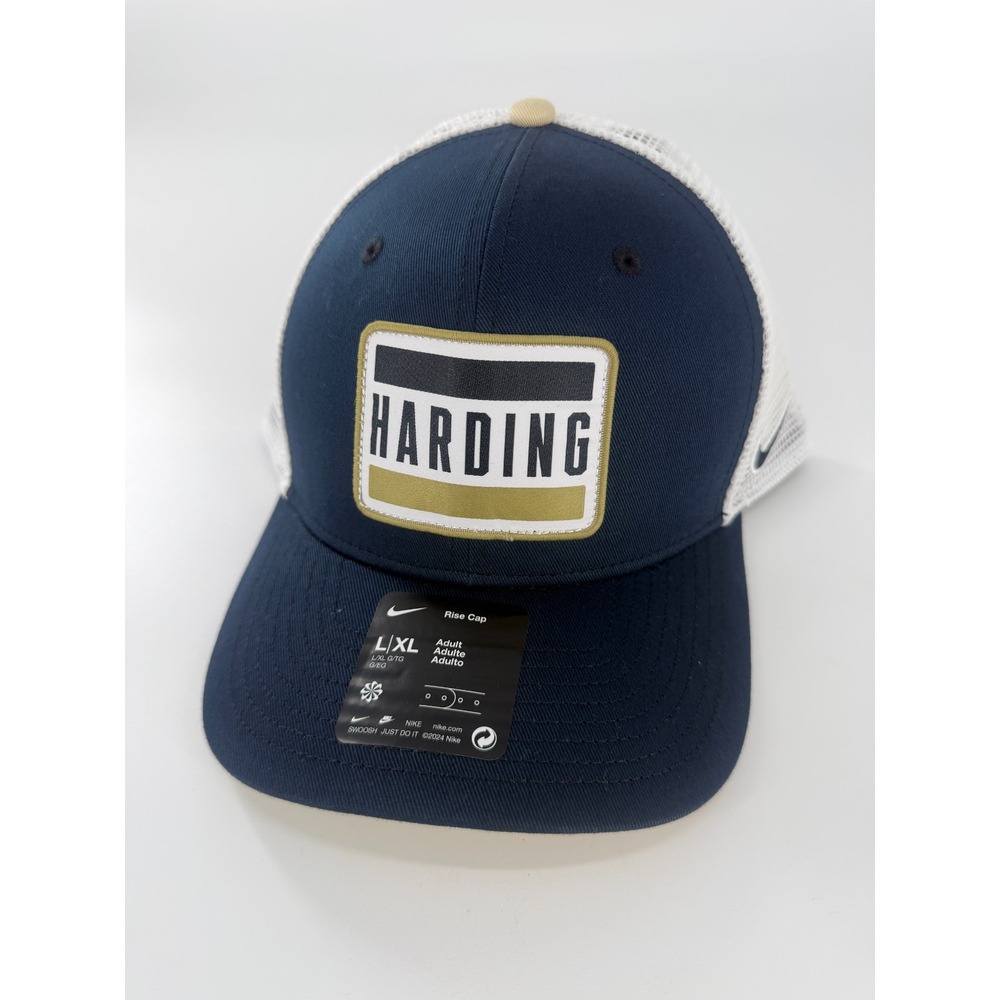 Harding University Bisons Nike Rise Hat Cap Blue White Mesh Snapback L/XL New